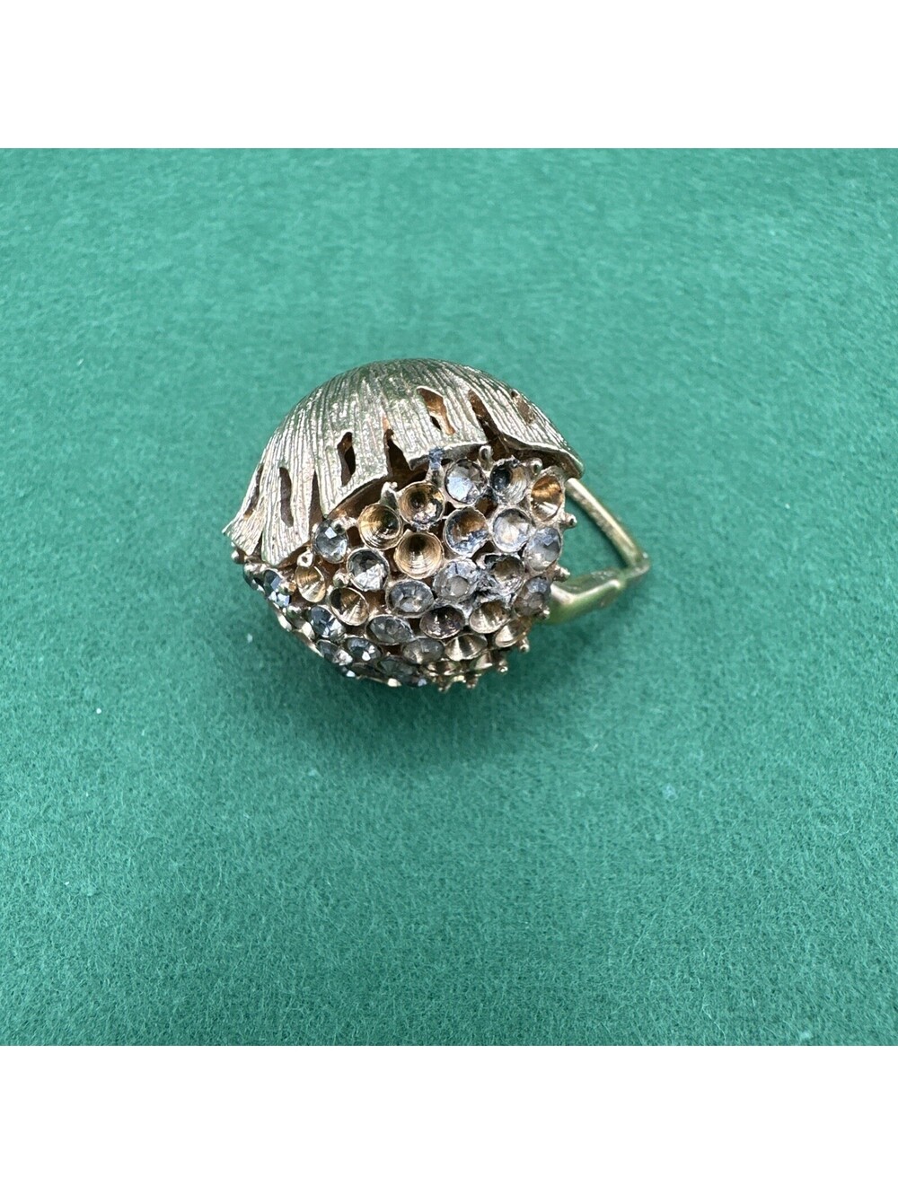 Vendome Vintage Adjustable Signed Clear Rhinestone Ring